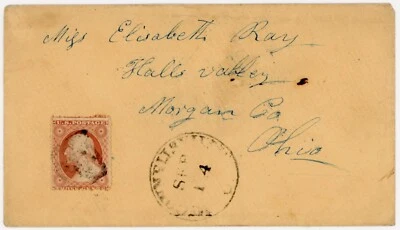c1850s McConnelsville, Ohio cancel on #26 cover to Halls Valley O. - Image 1 of 2