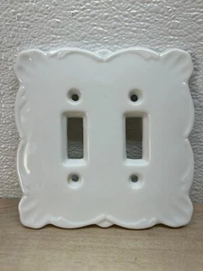Vtg Maryland China White Fine Porcelain 2 Light Switch Ornate Wall Plate Japan - Picture 1 of 5