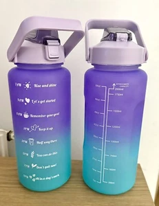 2 Litre Motivational Drinks Bottle Purple And Green x 2 - New And Boxed - Picture 1 of 5