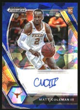 2021-22 Prizm DP Draft Picks Autographs Prizms Blue Ice #14 Matt Coleman III/75