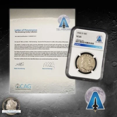 1960 D Franklin Half Dollar NGC VF25 The Armstrong Family Collection Provenance - Image 1 of 4