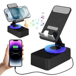 360 Rotatable Phone Tablet Stand Holder 3-in-1 Foldable with Speaker Audio Sound - Picture 1 of 26