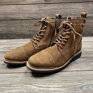 Frye Russell Men's Tan Leather Suede Cap Boots Lace Zip Up FR41606 Size 9.0 NEW - Picture 1 of 8