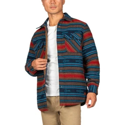 JACHS SZ M Men's Wool Blend Shirt Jacket-Navy Southwest Aztec Western Rare Color - Image 1 of 4