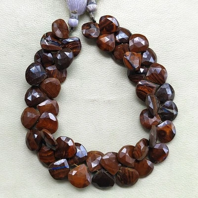 Gemas de ópalo de fuego de roca natural tamaño 11 mm cuentas facetadas en forma de corazón hilo de 8" Foto 1 de 4