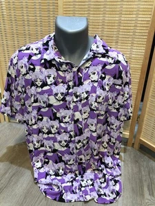 Men's HOT TOPIC Button Up Shirt 100% Rayon Purple Sexy Anime Manga Girls XL 658 - Picture 1 of 10