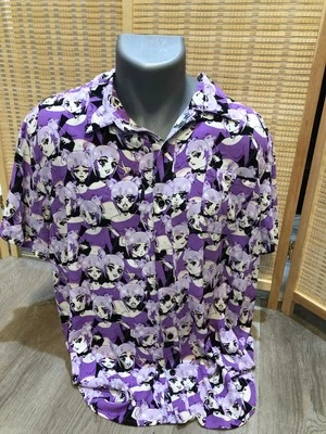 Men's HOT TOPIC Button Up Shirt 100% Rayon Purple Sexy Anime Manga Girls XL 658 - Image 1 of 4