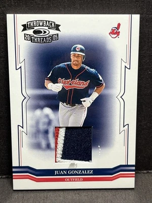 Juan Gonzalez Game Used Jersey Patch 2005 Donruss Throwback Threads /50 Indians - Image 1 of 4