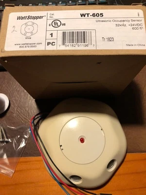 Legrand Wattstopper WT-605 Ultrasonic Ceiling Occupancy Sensor White 24 volt - Image 1 of 3