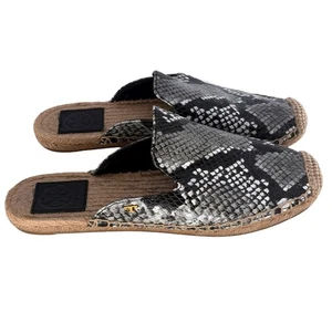 Alpargata Tory Burch Mules Pitón Cuero Repujado Tricolor Mujer 7 Negro Gris - Imagen 1 de 11
