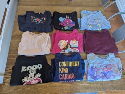 EUC Girls size 6 long sleeve shirt bundle (9 shirts) Adidas Under Armour Disney  - Image 1 of 4