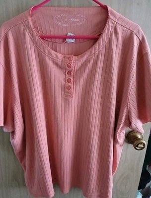 Blusa para mujer LA Blues talla 26/28W top camisa coral/melocotón Foto 1 de 4