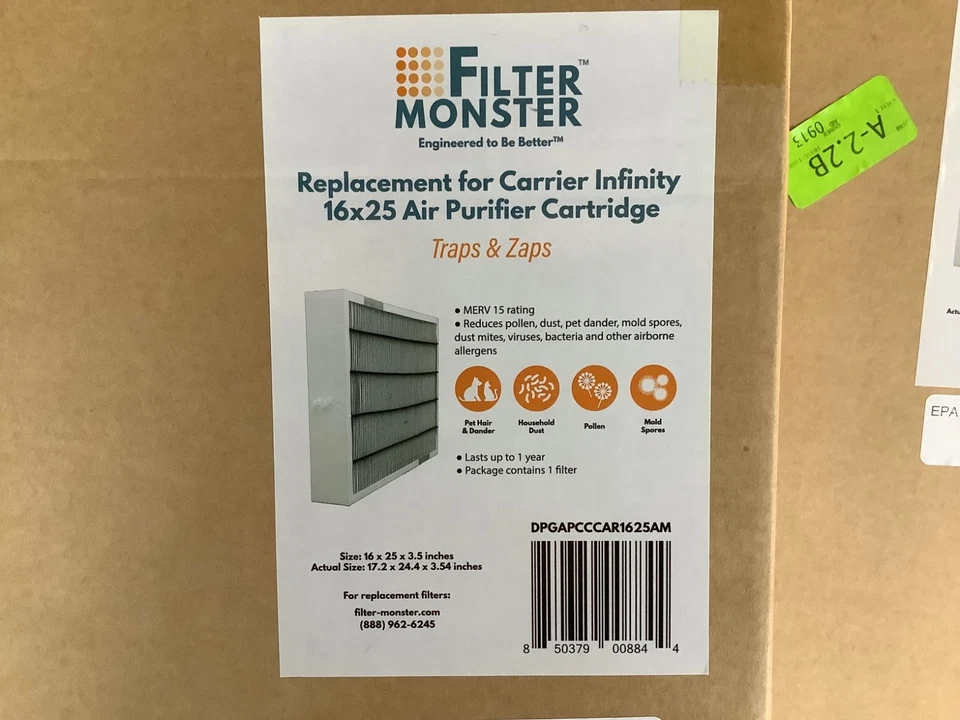 (2) Filtros purificadores de aire de repuesto portador GAPCCCAR1625 Foto 1 de 3