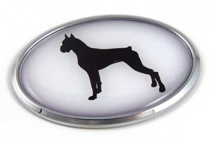Boxer Dog Chrome emblem Pet Decal Car Auto Bike Truck Oval Sticker with adhesive - Foto 1 di 1
