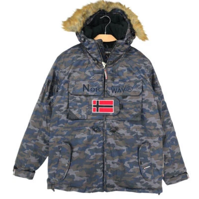 Chaqueta Abrigo Parka GEOGRAPHICAL NORWAY BENCH CAMO AZUL MARINO Talla M Foto 1 de 4