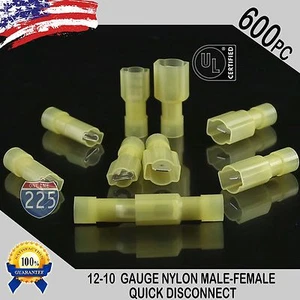 12-10 GAUGE 600 PCS COMBO MALE/FEMALE NYLON FULLY INSULATED DISCONNECT .250 CONN - Picture 1 of 1