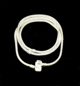  Europaclip versilbertes Armband / Halskette Schlangenkette passend für Charms 16-52cm - Bild 1 von 5