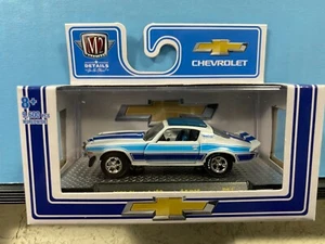 1/64 M2 1972 CHEVROLET CAMARO Z/28 BLUE AND WHITE - Picture 1 of 3