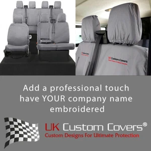 Ford Transit Van Mk8 Front Rear Seat Covers Inc Emb (2024 On) Grey 120 180 Em - Picture 1 of 24