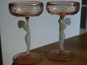 TWO VINTAGES LIQUOR GLASS BIMINI LAUSCHA  ART DECO height 3,54" - Picture 1 of 9