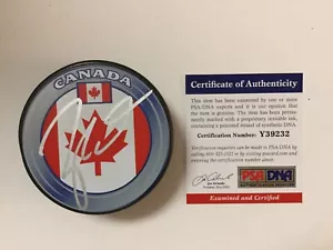 Taylor Hall Signed Autographed Team Canada Hockey Puck PSA DNA COA Go Devils a - Picture 1 of 3