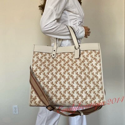 NWT Coach C6612 Field Tote 40 With Horse & Carriage Chalk Leather Suede Bag - Image 1 of 4