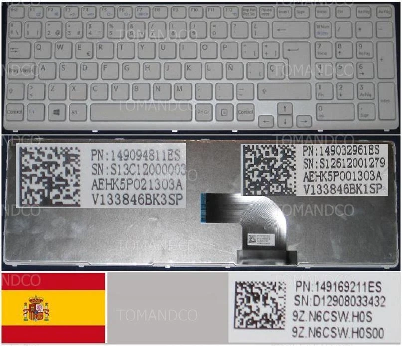 Tastiera qwerty Spagnola SONY Vaio SVE15 V133846BK1SP 149169261ES AEHK5P001303A - Immagine 1 di 1