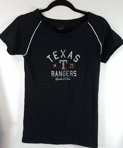 Texas Rangers Womens 47 Brand Circle Arch Tshirt Size Medium Black Short Sleeve - Picture 1 of 3