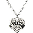 Silver Necklace  Crystal Faith Pray Bless Church  Christian Jesus God Free Box