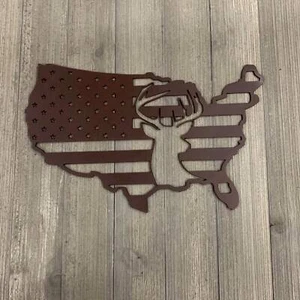 Hirsch USA Flagge Blechschild Ausschnitt - Bild 1 von 3