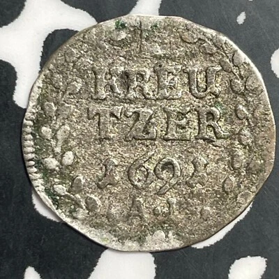 1691-AD Germany Mainz 1 Kreutzer Lot#E9737 Silver! Scarce! - Image 1 of 2