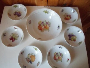 Juego de frutas de cerámica de estilo tradicional bávaro diseño de frutas 6 tazones pequeños y 1 grande - Imagen 1 de 8