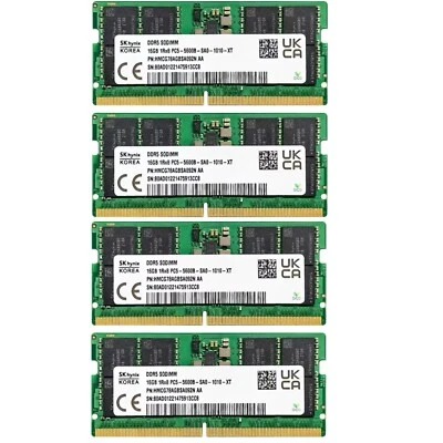 New SK Hynix 64GB (4X 16GB) DDR5 5600MHz PC5-44800 1RX8 Laptop SODIMM Memory Ram - Image 1 of 4
