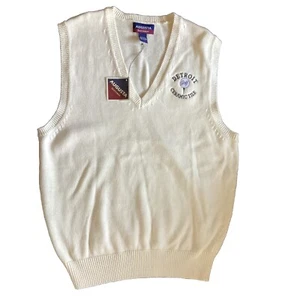 NWT Augusta Sportswear Golf Cable knit Sweater Vest Cream Men's Med W/Comp Logo - Picture 1 of 15