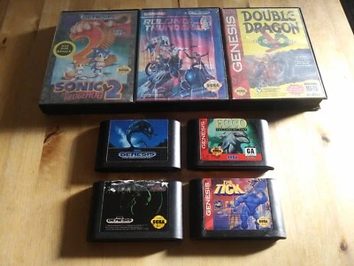 sega genesis games lot Rollingthunder3/thetick/dbl dragon5/alien3/ecco1+2/sonic2 - Image 1 of 4