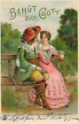 Dressed Up Couple Behut Dich Gott God Forbid Postcard - 1906