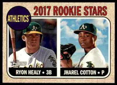 2017 Topps Heritage Ryon Healy RC / Jharel Cotton RC #199 Oakland Athletics - Image 1 of 2