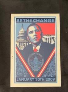 *AUTHENTISCH* 3" X 4,5" 09 SHEPARD FAIREY BARACK OBAMA BE THE CHANGE AUFKLEBER OBEY - Bild 1 von 2