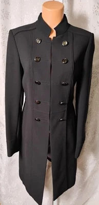 TAHARI женщин военного стиля классический опрятный черный пальто размер 8 карманов полностью с подкладкой - Изображение 1 из 4