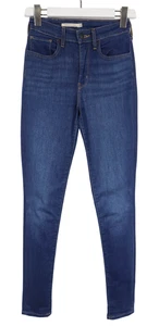 Pantalones de mezclilla ajustados de tiro alto para mujer LEVI'S 721 W27/L32 bigotes elásticos cremallera azul mosca - Imagen 1 de 9