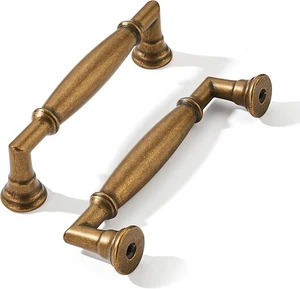 khtumeware 2 Pack 3-3/4 Inch(96mm) Antique 3 3/4 Hole Center, Brass - Picture 1 of 6