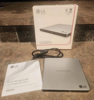 LG - GP65NS60 External Portable Drive 8X DVD+/-RW Writer USB 2.0, Silver - Image 1 of 4