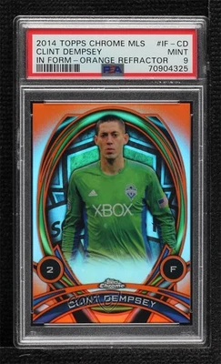 2014 Chrome MLS In Form Retail Orange Refractor /75 Clint Dempsey PSA 9 MINT - Image 1 of 2