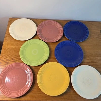 Platos de Cena Fiesta Vintage MCM Original 9.5 pulgadas Rosa Cobalto Amarillo Chartreuse Foto 1 de 4