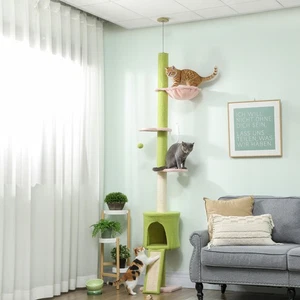PawHut Floor to Ceiling Cat Tree Adjustable Height 220-240 cm Cat Tower - Picture 1 of 11