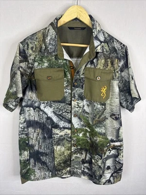 Browning RealTree Camo Hunting Button Shirt M Mesh Lined Embroidered Buck Logo - Image 1 of 4