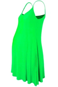 Womens Maternity Cami Dress Plain Sleeveless Camisole Strappy Swing Flared Top - Picture 1 of 28