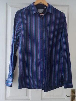 Jack Reid by BHS men’s purple striped regular fit long sleeve shirt 16.5 inches  - Image 1 of 4