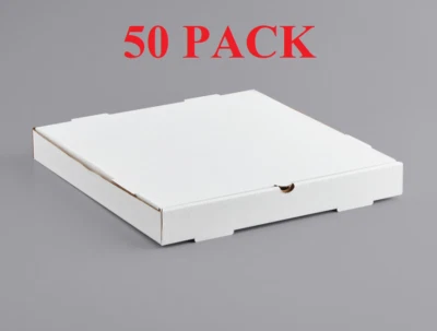 (50 Pack) 16" x 16" x 2" White Corrugated Plain Square Bakery Cake Pizza Box - Image 1 of 4