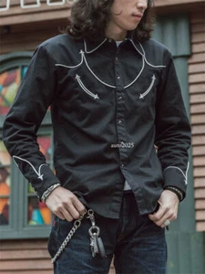 Non Stock Western Cowboy Hemd in schwarz Rockabilly Stickerei Musikerhemd - Bild 1 von 25